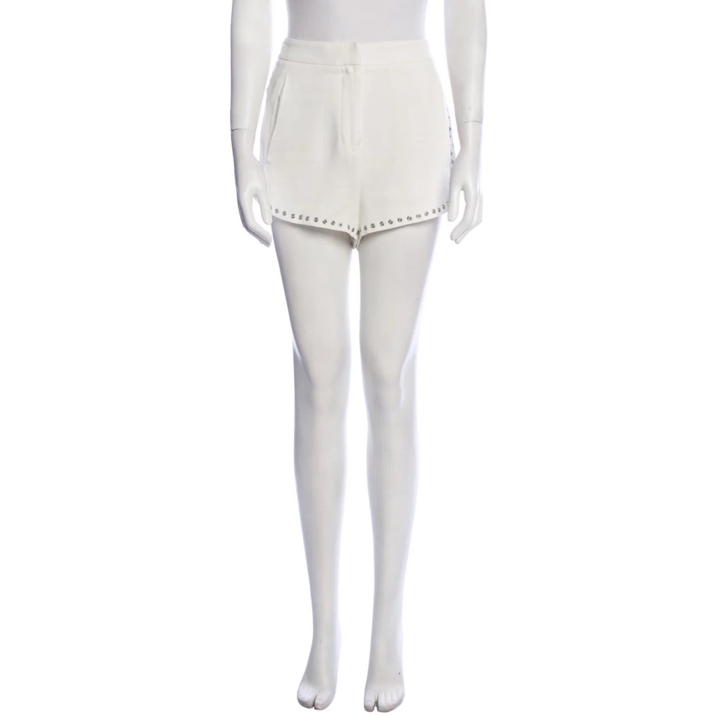 A.L.C. White High Waist Studded Shorts